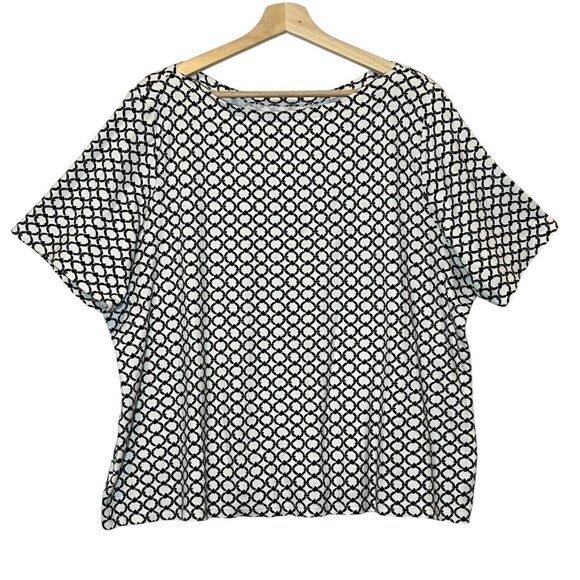 Charter Club Tops - Charter Club Women’s Pima Cotton Top Plus Size 3X Short Sleeves Black/White